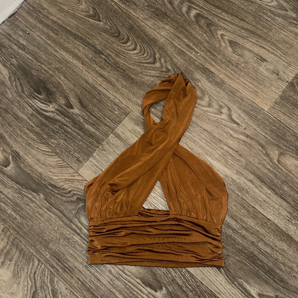Elegant Brown Halter Top